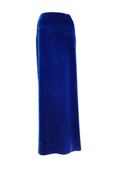 modayiğit Likralı Düz dar kadife etek