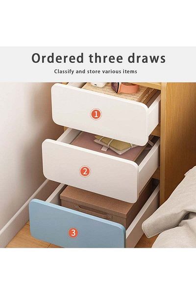 COOYA Bedside Table, Three Drawers, Simple Modern Style, 70x30x30cm, Suitable for Bedroom, Maple Colour