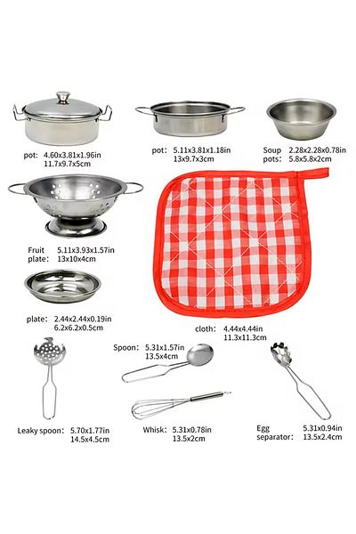 Choice 11pcs Kitchen Pretend Play Accessories Toys With Stainless Steel Cookware Pots And Pans Set,cooking