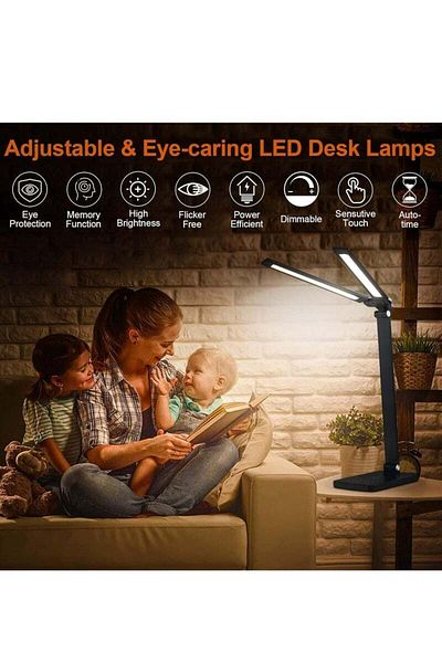 COOYA Double Head LED Desk Lamp, With Clamp and Flexible Gooseneck, 3 Color Modes, for Office, Study
