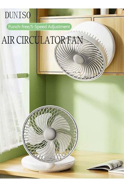 Generic DUNISO Air Circulator Fan Small Quiet Turbo Force Desk Fans with Base-Mounted Controls 5 Speed Cooli