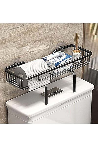 COOYA Bathroom Toilet Rack, Split Column Drainage Design, 35x15x17cm, For Tissue Shampoo Storage, Black