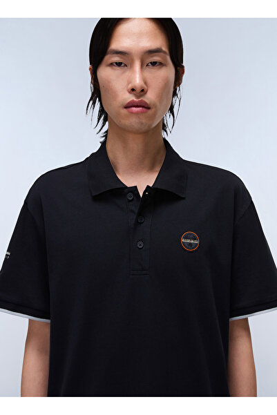 Napapijri NP0A4IDA0411-E-BADGE SUM Siyah Relaxed Erkek T-Shirt