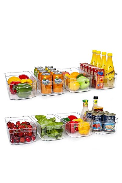 COOYA Refrigerator Freezer Storage Boxes,Organizer,Clear Plastic Boxes,Portable Kitchen Cabinets Storage