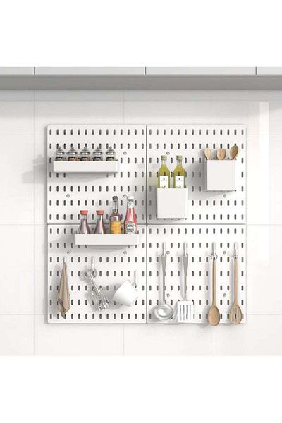 COOYA 13 Piece Hanging Board Storage Set, Wall Display for Kitchen, Craft Room Workplace (White)