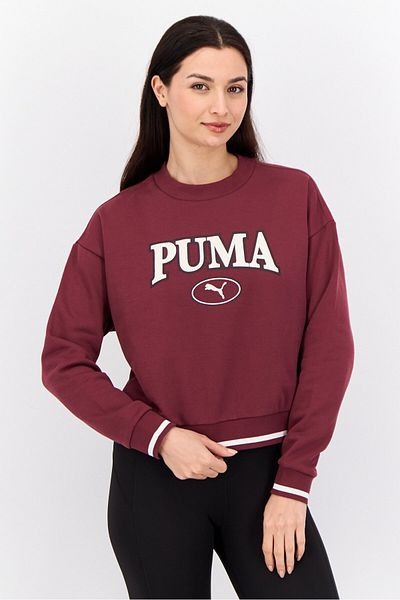 Puma Women Relaxed Fit Long Sleeves Outdoor Sweatshirts, Dark Maroon