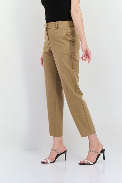 Selected Femme Women Regular Fit Solid Straight Leg Pants, Tan