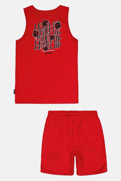 Brooklyn Kids Boy 2 Piece Sleeveless Top With Shorts, Red