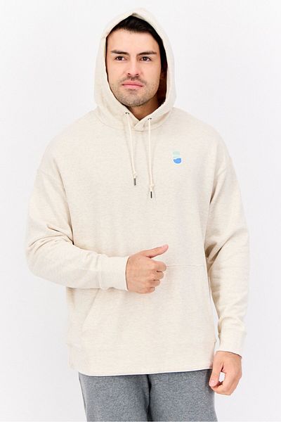 Puma Men Relaxed Fit Embroidered Outdoor Hoodies, Beige Heather