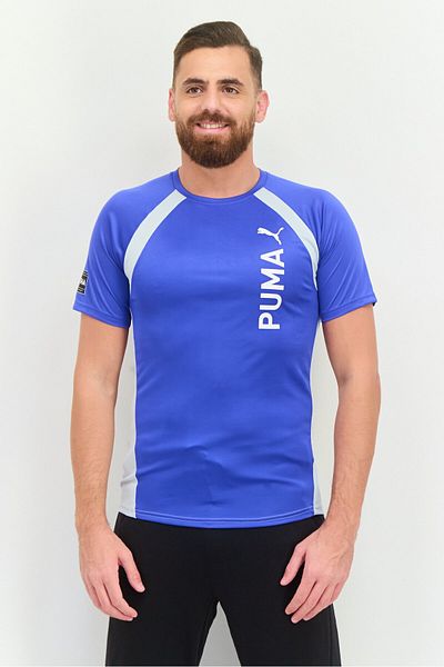 Puma Men Sportswear Fit Short Sleeves Training T-Shirt, Blue/Grey