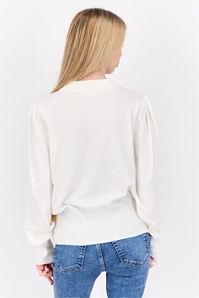 Madison + Hudson Women Mock Neck Textured Sweater, Off-White