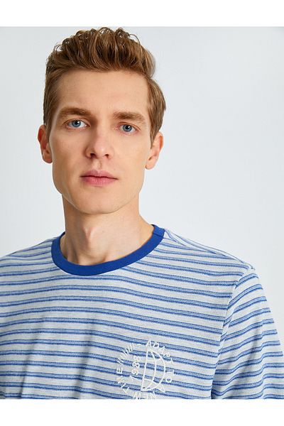 Koton Ριγέ Κεντητό T-Shirt