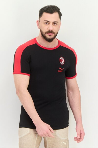 Puma Men Sportswear Fit Short Sleeve Outdoor T-Shirt, Black/Red