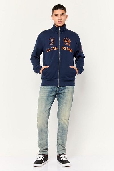 La Martina Men High Neck Long Sleeve Embroidered Logo Sweatshirt, Navy