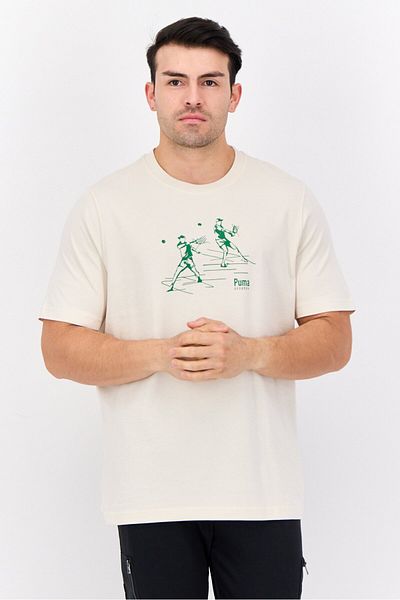 Puma Men Sportswear Fit Short Sleeve Training T-Shirt, Beige/Green