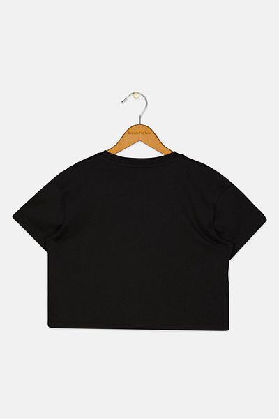 Puma Kids Girl Relaxed Fit Brand Logo Outdoor Crop Top, Black