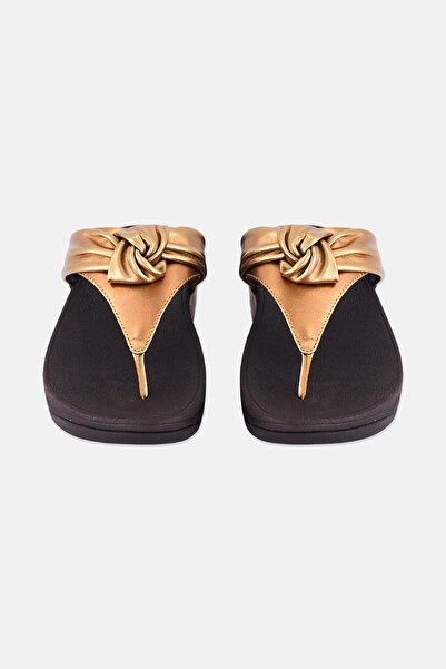 Fitflop Women Lulu Padded-knot Metallic-leather Toe-post Sandal, Bronze