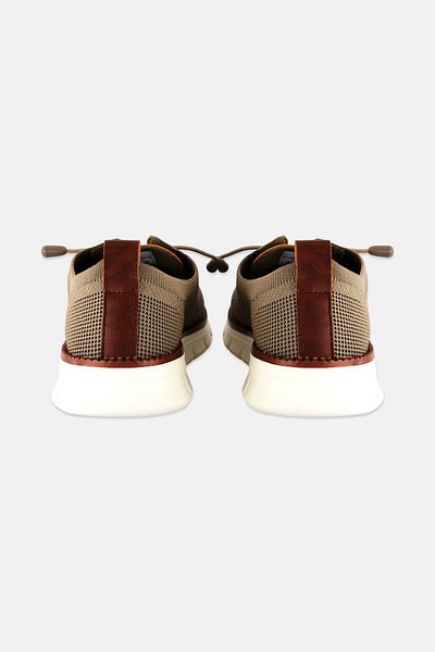 Algspar Men Brand Logo Lace Up Sports Shoes, Dark Beige