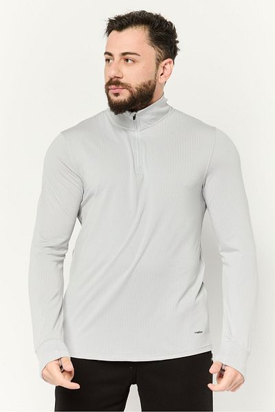 motion Men Sportswear Fit Half Zip Training Sweatshirts, Light Grey