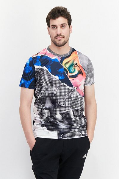 adidas Men Sportswear Fit Short Sleeves Running T-shirt, Black Combo