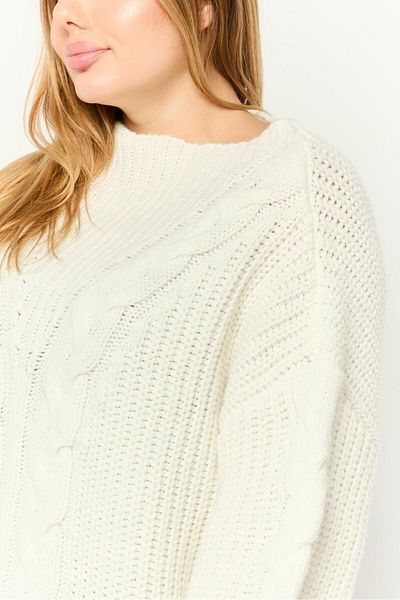 Dkny Women Mock Neck Knitted Sweater, Ivory