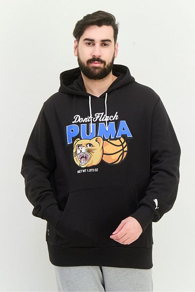 Puma Men Sportswear Fit Long Sleeve Outdoor Hooded Sweatshirts, Black