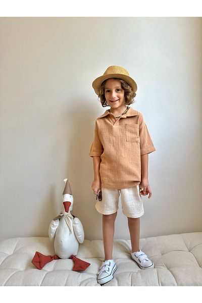 KOKOŞ BEBEK Men's Muslin Shorts Suit