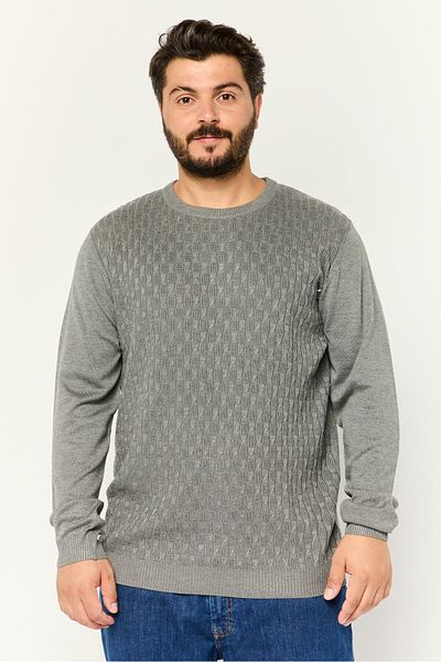 Sorbino Men Crew Neck Long Sleeves Knitted Sweatshirt, Grey