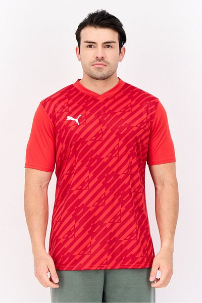 Puma Men Sportswear Fit Short Sleeve Training T Shirt, Red/White