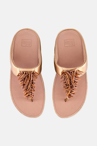Fitflop صندل نسائي سهل الارتداء، ذهبي وردي