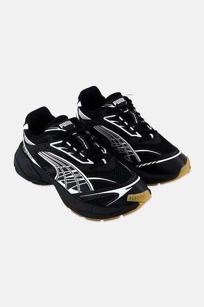 Puma Kids Boy Velophasis Technisch Lace Up Sport Shoes, Black/white