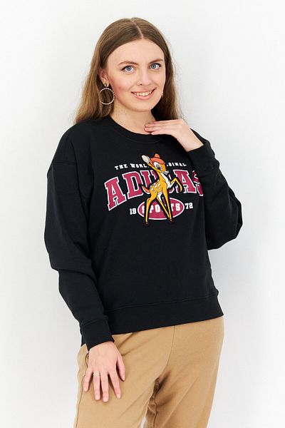 adidas Women Sportswear Fit Outdoor Sweatshirt, Black Combo