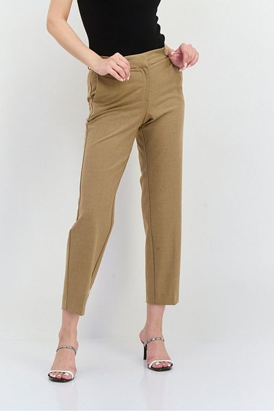 Selected Femme Women Regular Fit Solid Straight Leg Pants, Tan