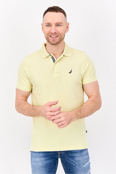 Nautica Men Slim Fit Embroidered Logo Short Sleeve Polo Shirt, Yellow