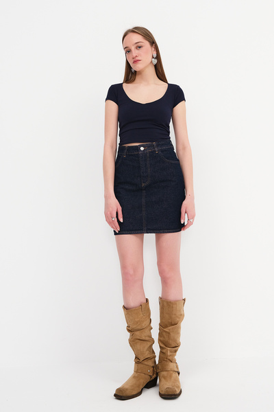 Addax Short Denim Skirt - E0257