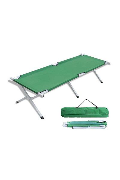 COOYA Portable folding camping bed,600D Oxford cloth,six-point support,with carrying bag,for travel,green