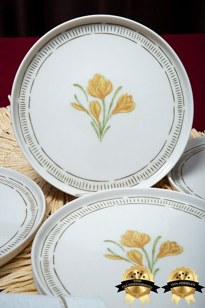 Heda Porselen Mimosa Set of 6 Porcelain Cake Plates
