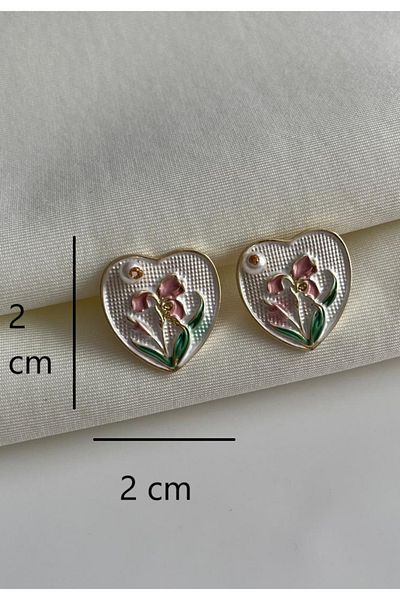 Nilsu Jewellery Accessory خمر مع أقراط اللؤلؤ الوردي زهرة مفصلة للنساء
