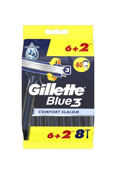 Gillette Blue 3 Razor Blades, 6 2-Piece Bags Comfort Slalom -6 Pack