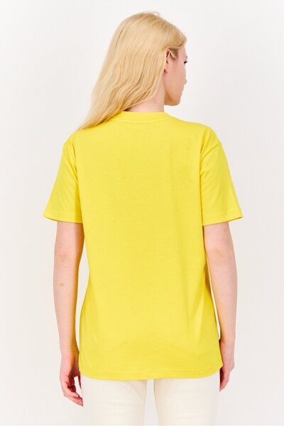 Esprit Women Crew Neck Brand Logo Short Sleeves T-shirt, Yellow