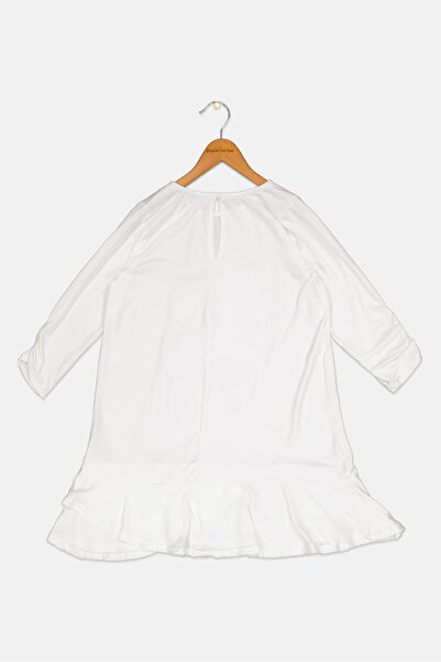 Poof Girl Kids Girl 3/4 Sleeves Sequence Tunic Top, White