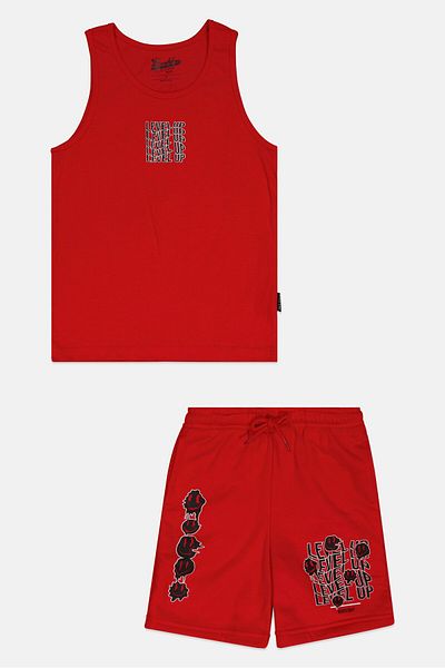 Brooklyn Toddlers Boy 2 Pieces Tank Top And Shorts Set, Red