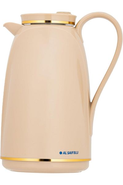 ALSAIF Blu Coffee And Tea Vacuum Flask, Leak-proof And Keeps Drinks Hot, 1l, Brown/gold