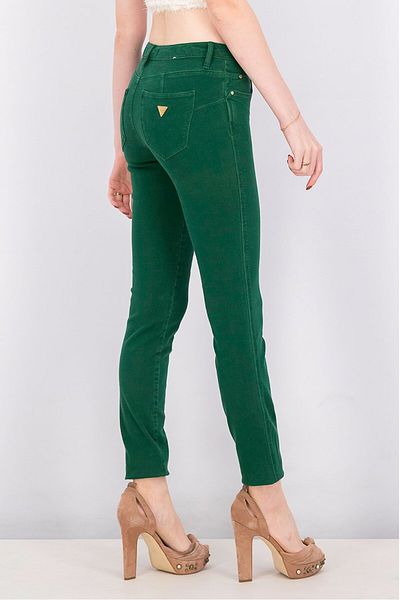 Guess Women Skinny Fit Curve X Five Pocket Mid Jeans, Green