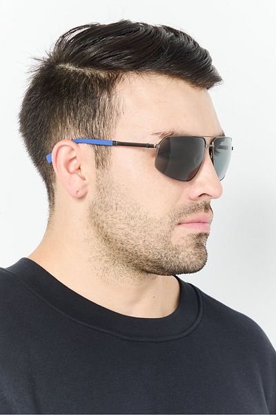Timberland Men Tb9341h07d64 Rectangle Sunglasses, Shiny Black