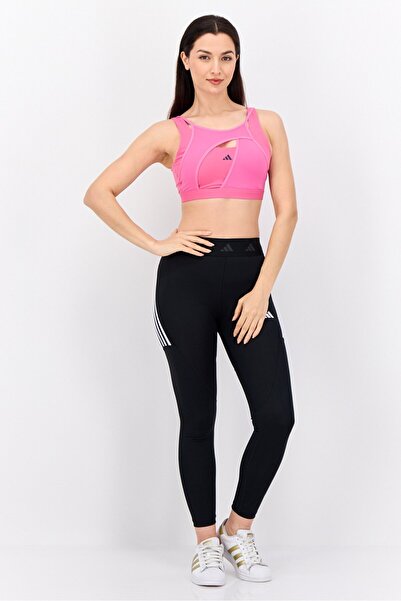 adidas Women Brand Logo Padded Sports Bra, Pink