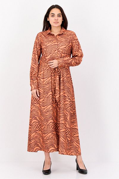 Kathy Ireland Women Animal Print Midi Dress, Brown
