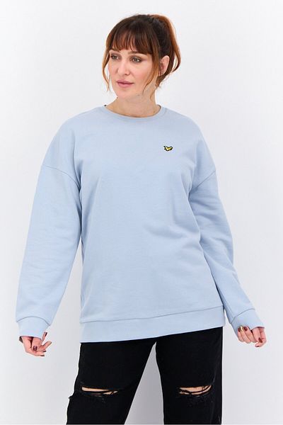 Lyle & Scott Women Over Size Long Sleeve Brand Logo Sweatshirt, Blue