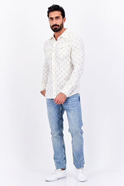 WRANGLER Men Regular Fit Allover Print Long Sleeves Casual Shirt, Beige