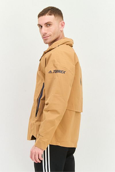 adidas Men Sportswear Fit Outdoor Hooded Jacket, Mustard